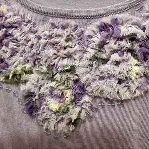 Alfred Dunner Purple Textured Floral Sweater